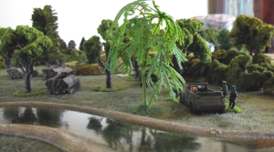 The kubelwagen is a vintage diecast from my childhood wars, while the two Mat